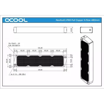 Alphacool NexXxoS UT60 Full Copper X-Flow radiador 14240, 480 mm, preto