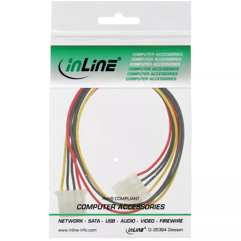 Cabo de extensão de alimentação InLine ficha / conector fêmea 4pol 0,30m