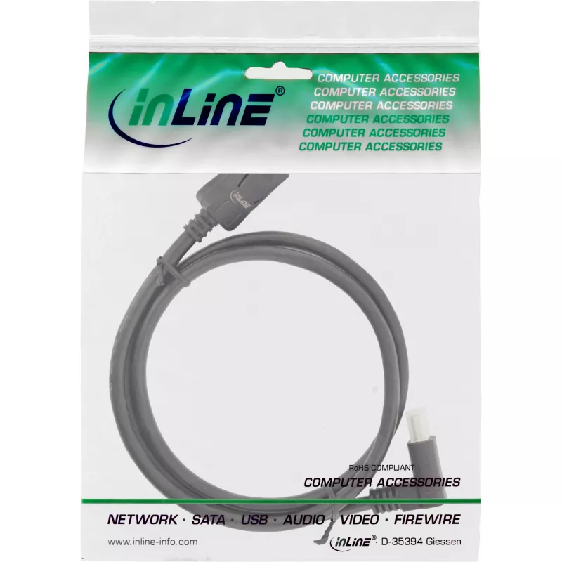 Cabo DisplayPort 1.4 InLine 17151O 8K4K angular para cima preto/dourado 1m