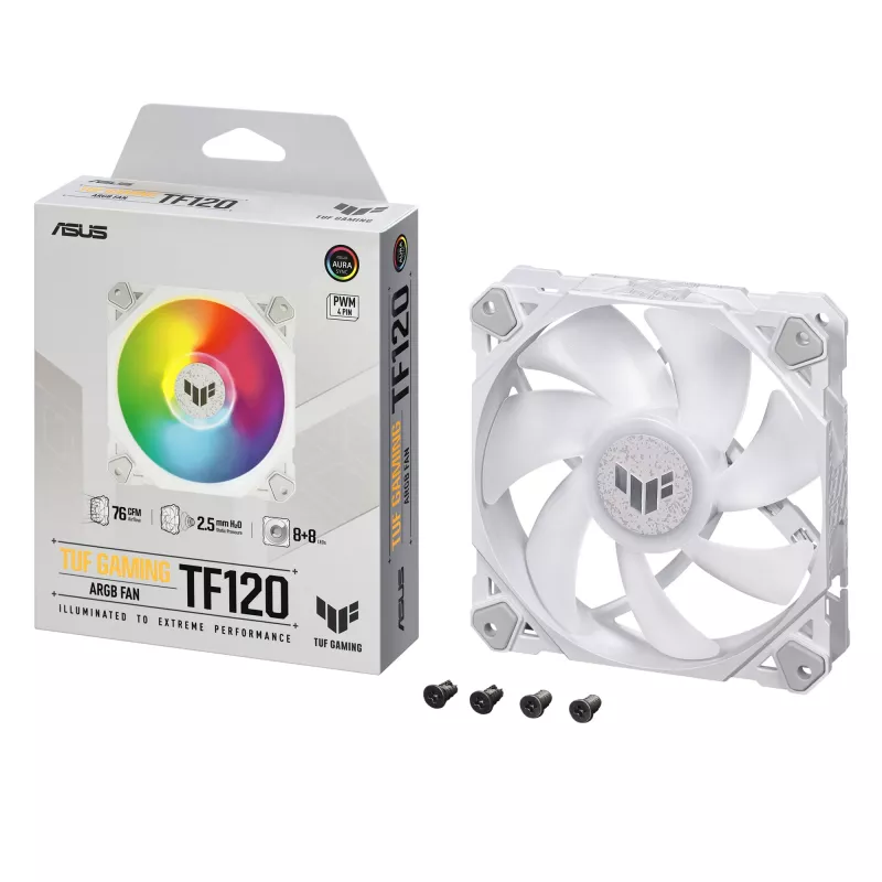 Dissipador de ar para caixa de computador ASUS TUF GAMING TF120 ARGB WHITE EDITION 12 cm 1 unid.
