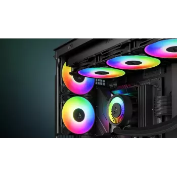 Ventoinha de caixa 120 mm PWM A-RGB pack de 3, Arctic Freezer P12 Pro A-RGB — 131 m³/h, rolamento deslizante, opções preto/branco