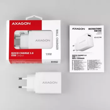 Carregador de parede Axagon ACU-QC19W 1x QC3.0/AFC/FCP/SMART 19W branco