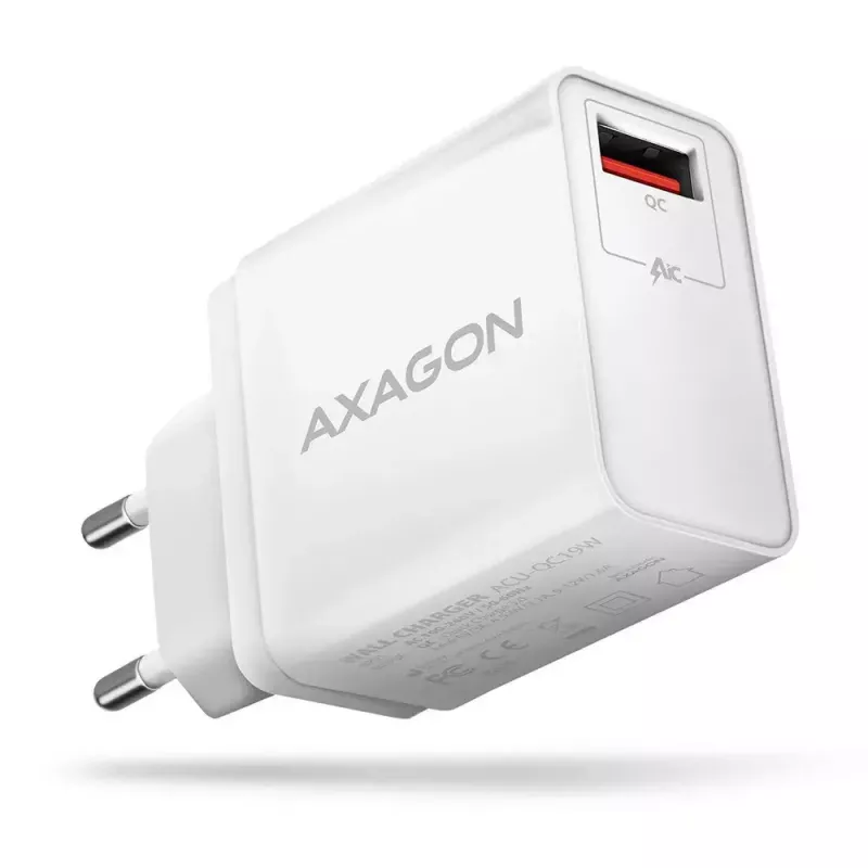 Carregador de parede Axagon ACU-QC19W 1x QC3.0/AFC/FCP/SMART 19W branco