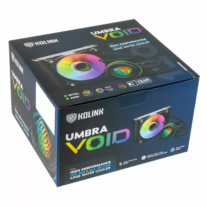 Conjunto de refrigeração líquida Kolink Umbra Void 120 AIO 12 cm, preto