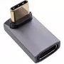 Adaptador InLine USB4, conector macho/fêmea USB-C angular para cima/baixo, alumínio, cinzento