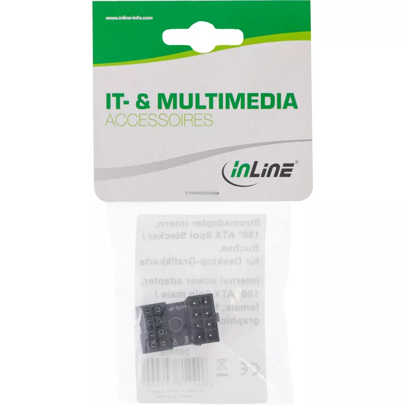 Adaptador de alimentação interno InLine 180° ATX 8-Pin ficha conector fêmea preto 26638E