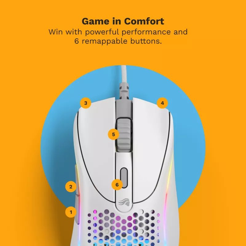 Glorious Gaming Glorious Model D 2 Wired - branco mate, destro, ótico, USB Type-A, 26000 DPI, branco