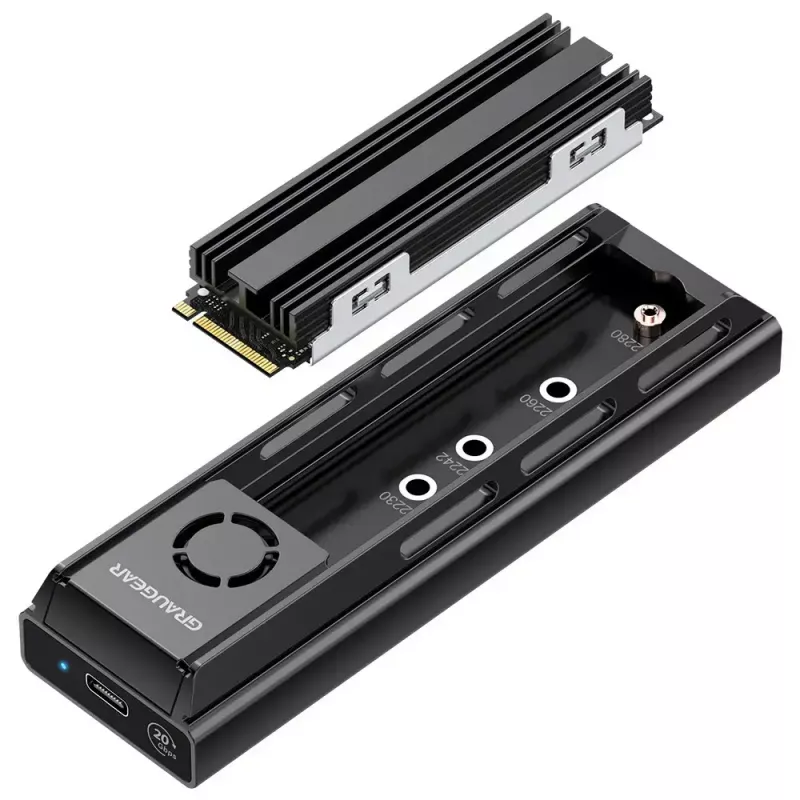 GrauGear G-M205-20G-F estação de ancoragem para SSD M.2 NVMe/NGFF, USB 3.2 Gen 2x2 Type-C, 20 Gbps, preta