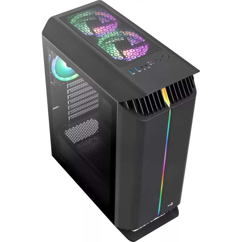 Caixa de gaming Aerocool GLADIATOR DUO ATX 3x ventoinhas ARGB 12cm, Midi Tower, PC, preto, ATX, micro ATX, Mini-ITX, ABS, SPCC, Gaming