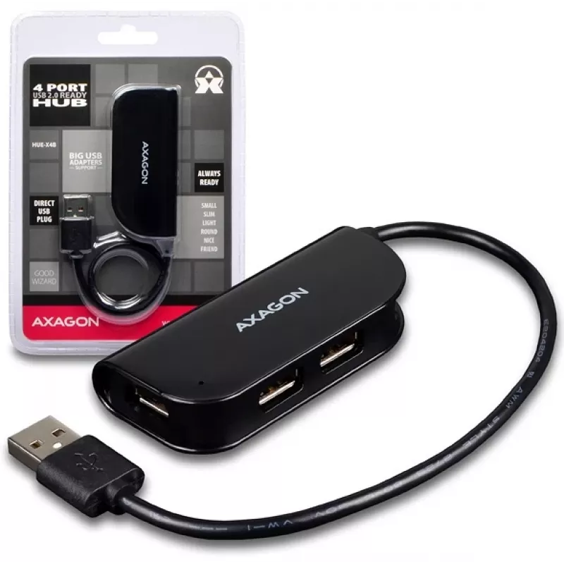 Hub de interfaces Axagon HUE-X4B USB 2.0 480 Mbit/s preto