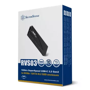Caixa para SSD Silverstone SST-RVS03 M.2 preto USB Type-C 10 Gbit/s