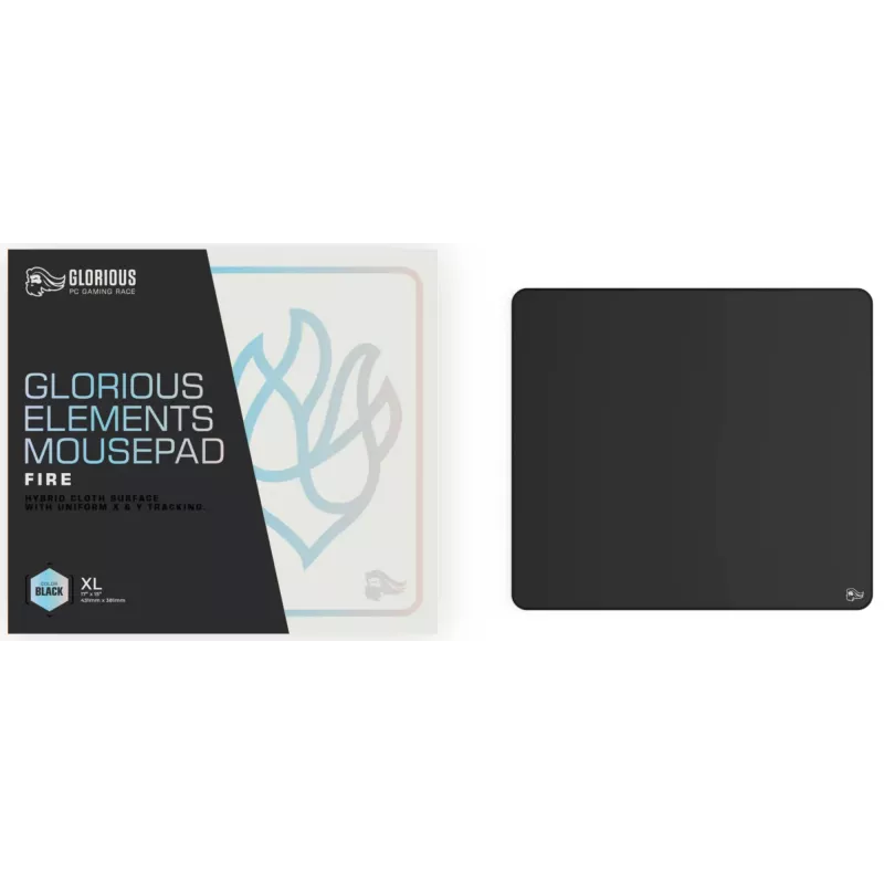 Tapete de rato Glorious Gaming Glorious Element - Fire, preto, monocromático, tecido, borracha, base antiderrapante, tapete de rato Gaming