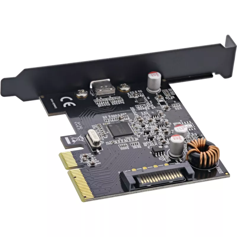 Placa de interface InLine 76660F, PCIe x4, USB 3.2 Gen 2x2 (20 Gb/s), 1x USB-C, perfil baixo