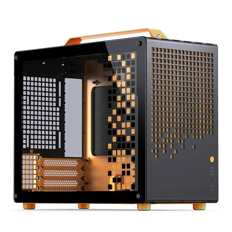 Caixa de computador JONSPLUS MATX Handle Case Z20 – preto-laranja