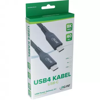 Cabo USB4 InLine 35901A 1m USB-C macho/macho 8K60Hz preto