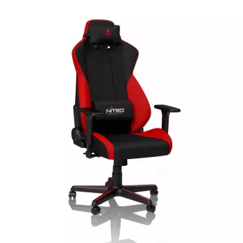 Cadeira gaming Nitro Concepts S300 com revestimento em tecido, altura ajustável 128–140 cm, largura das costas 56 cm, revestimento em tecido (preto/vermelho)