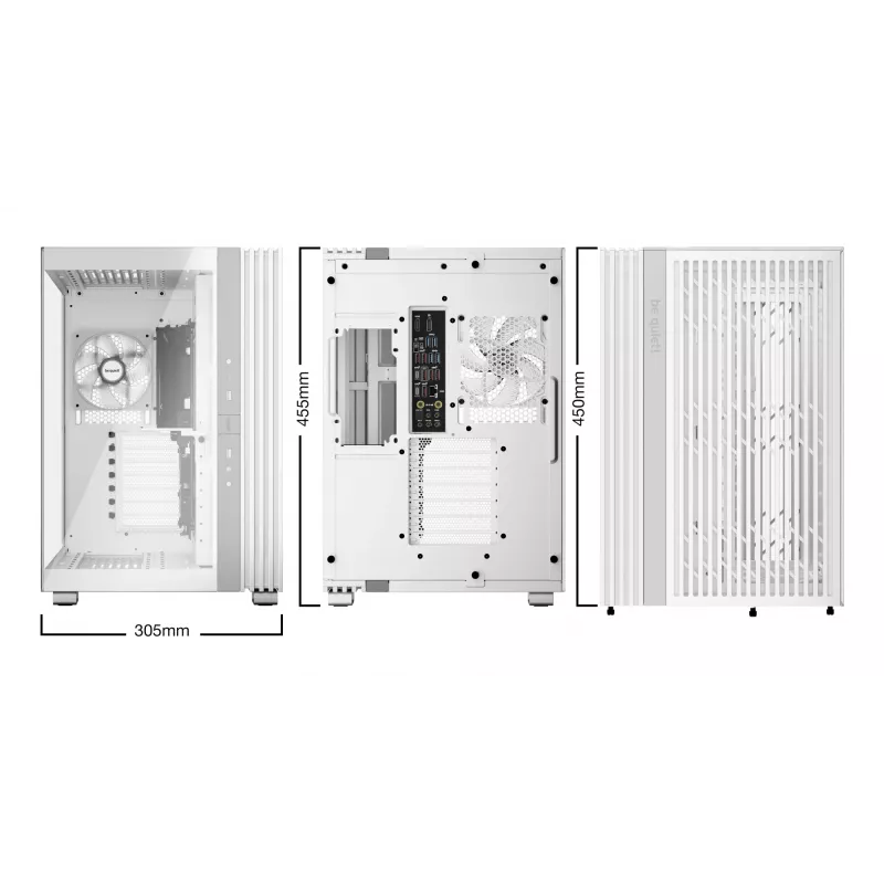 be quiet! Light Base 600 LX BGW68 caixa de PC Midi Tower, ATX, janela lateral em vidro temperado, ARGB, USB-C, suporte para radiador de 360 mm, branca