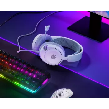 Headset STEELSERIES Arctis Nova 1 com fios 3,5 mm, binaural, branco, cabo de 1,2 m, removível, microfone de arco