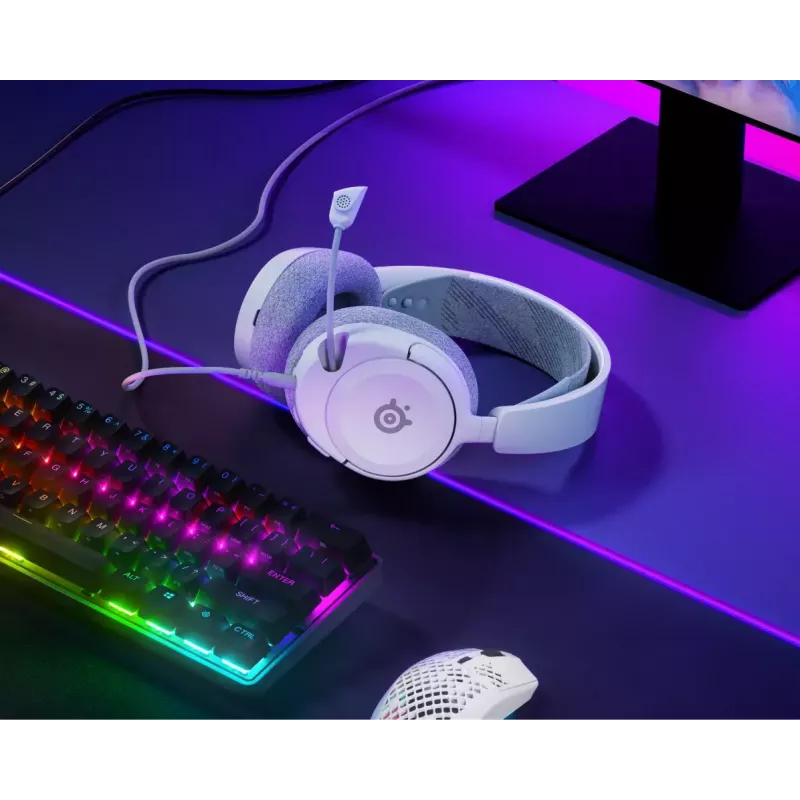 SteelSeries Arctis Nova 1 61607 auscultadores para jogos com fio, ficha de 3,5 mm, microfone com haste, branco