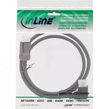 Cabo DisplayPort 1.4 InLine, 8K4K, em ângulo reto, preto/dourado, 1 m