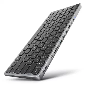 Axagon HMC-KB-US, hub USB 5Gbps com teclado, HDMI 4K/60Hz, 3x USB-A, SD/mSD, áudio, PD 100, layout US