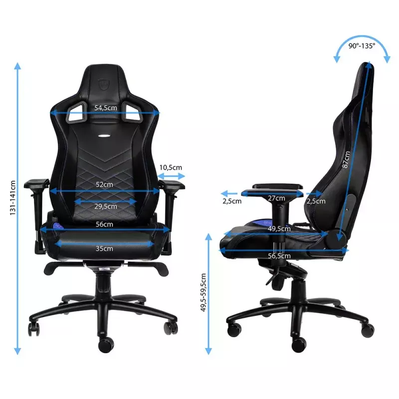 noblechairs EPIC NBL-PU-BLU-002 cadeira para jogos, preto/azul