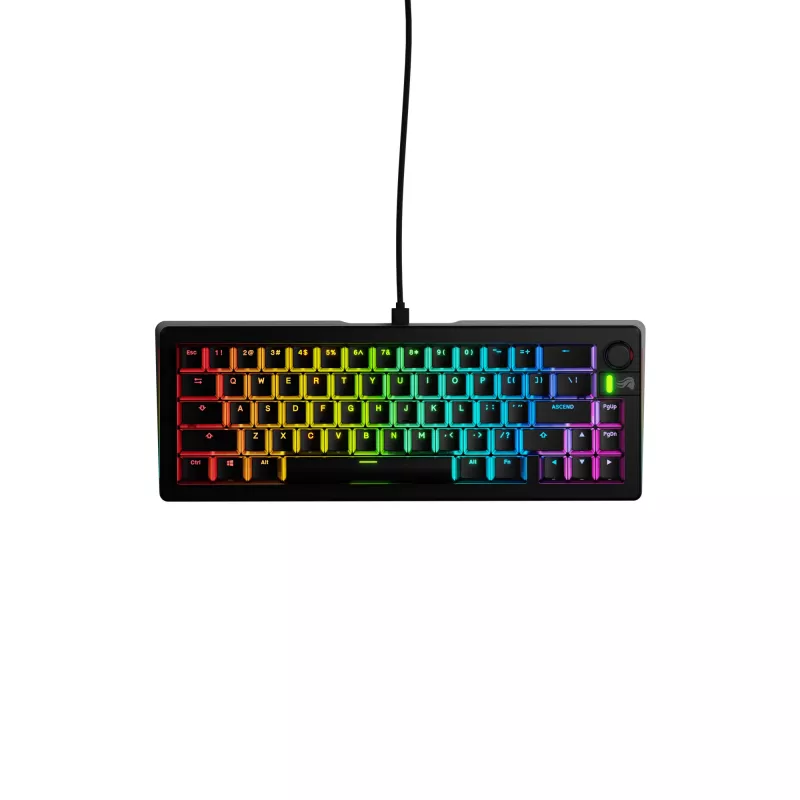 Glorious GMMK 3 65% teclado gaming personalizável GLO-KB-GMMK3-65-PB-FOX-W-BLK-US, pre-built, com fios, switches Fox, ANSI US, preto