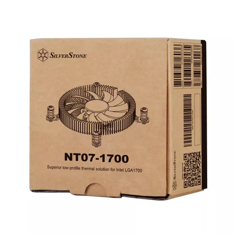 SilverStone SST-NT07-1700 cooler a ar para CPU de perfil baixo, 80 mm, 1500–3600 rpm, preto