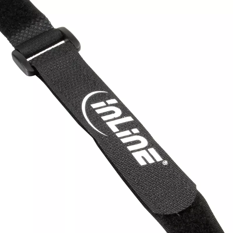 Tiras de cabos InLine com fecho de velcro 20×200 mm, pack de 10, preto