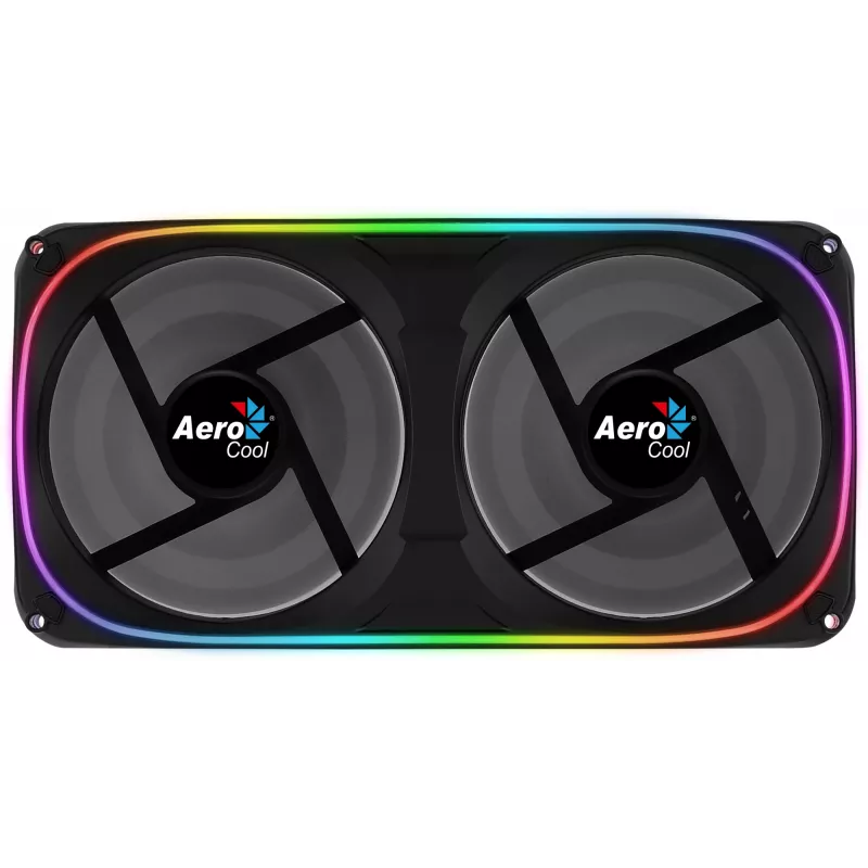 Ventoinha dupla Aerocool ASTRO24 PC 12cm ARGB LED suporte antivibração preto