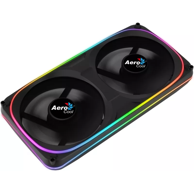 Ventoinha dupla Aerocool ASTRO24 PC 12cm ARGB LED suporte antivibração preto