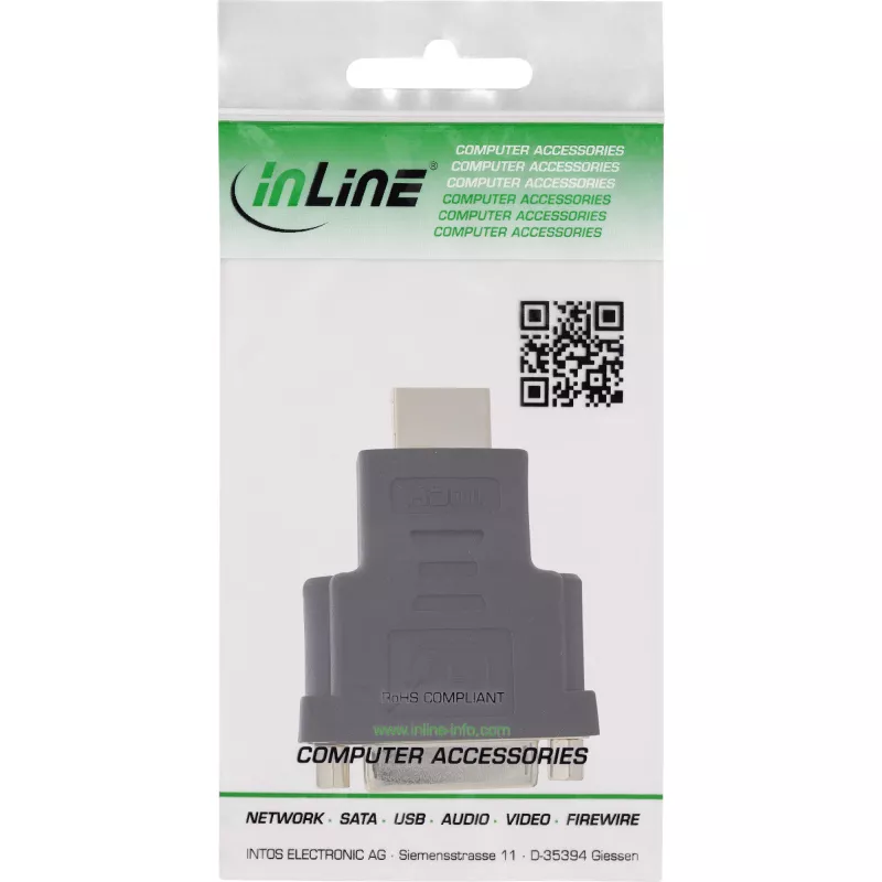 Adaptador InLine HDMI para DVI ficha / conector fêmea 24+1 dourado, 4K2K