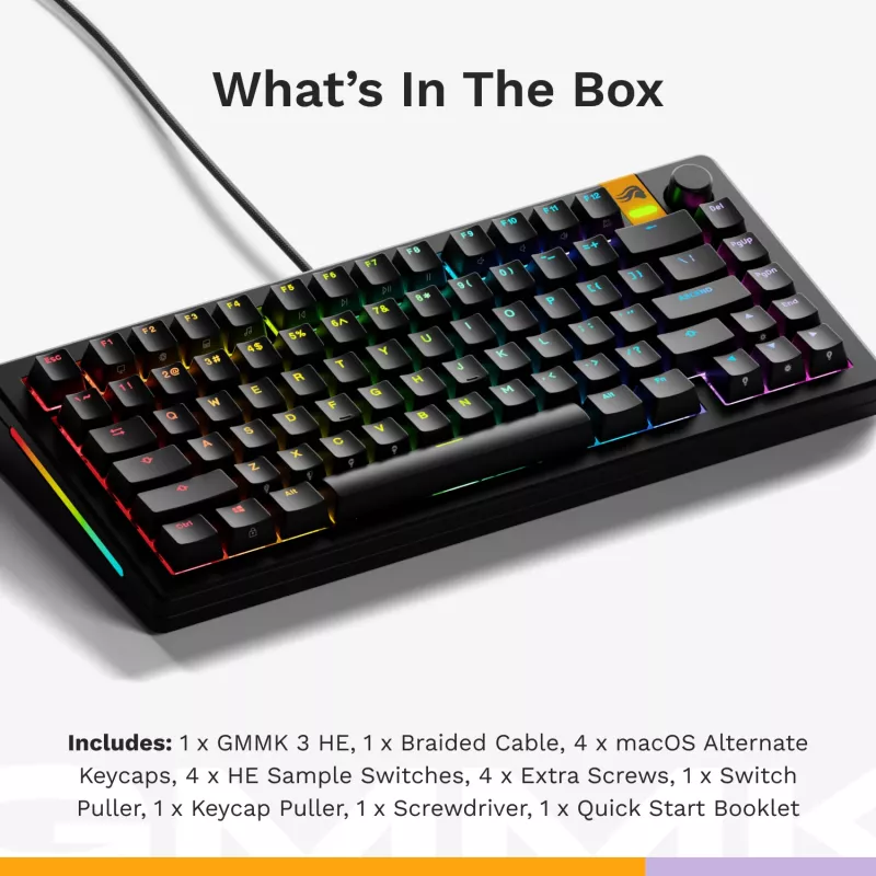Teclado Glorious PC Gaming Race GMMK 3 HE Prebuilt 75% Mechanical RGB preto