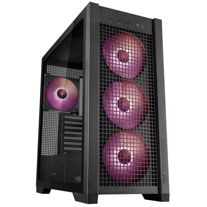 ASUS TUF Gaming GT302 ARGB 90DC00I0-B19000 caixa de PC Midi Tower, E-ATX, vidro temperado, 4 ventoinhas ARGB de 120 mm, preta