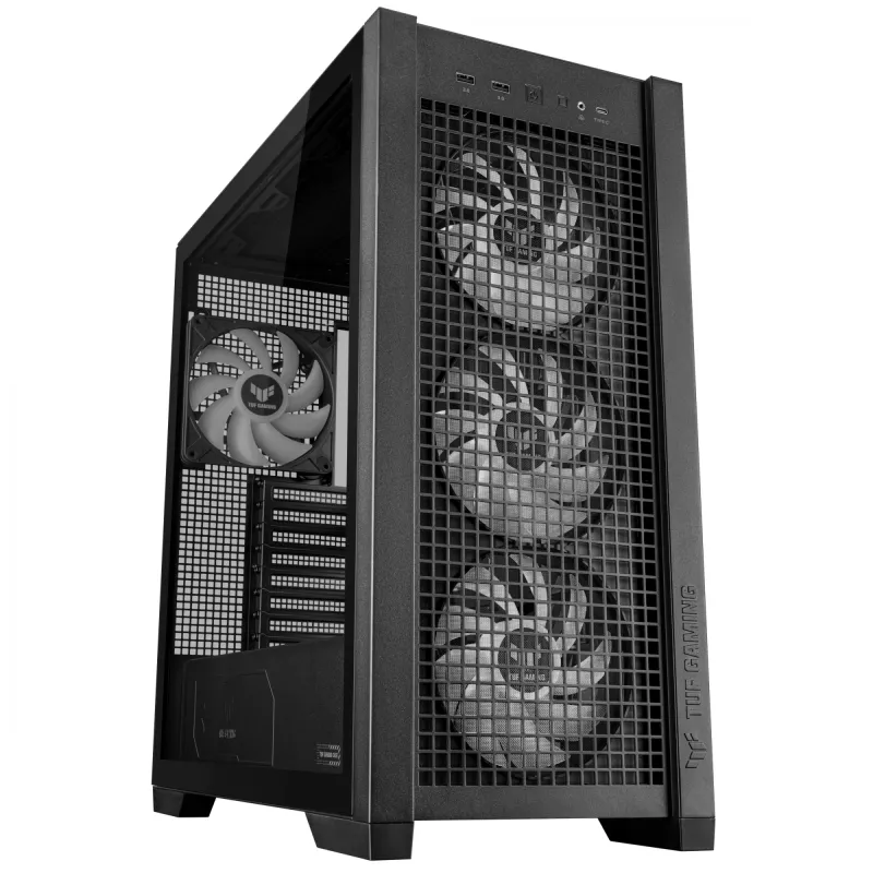 ASUS TUF Gaming GT302 ARGB 90DC00I0-B19000 caixa de PC Midi Tower, E-ATX, vidro temperado, 4 ventoinhas ARGB de 120 mm, preta