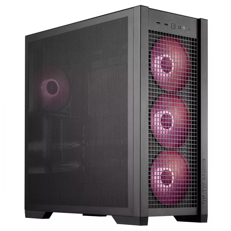 ASUS TUF Gaming GT302 ARGB 90DC00I0-B19000 caixa de PC Midi Tower, E-ATX, vidro temperado, 4 ventoinhas ARGB de 120 mm, preta