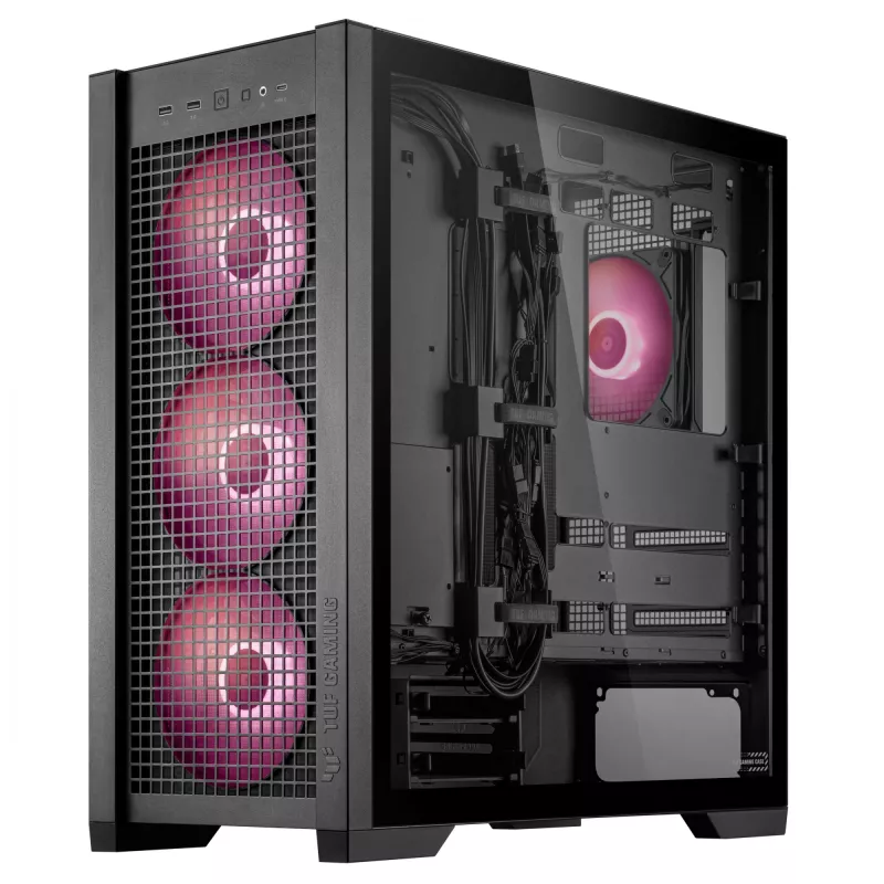 ASUS TUF Gaming GT302 ARGB 90DC00I0-B19000 caixa de PC Midi Tower, E-ATX, vidro temperado, 4 ventoinhas ARGB de 120 mm, preta