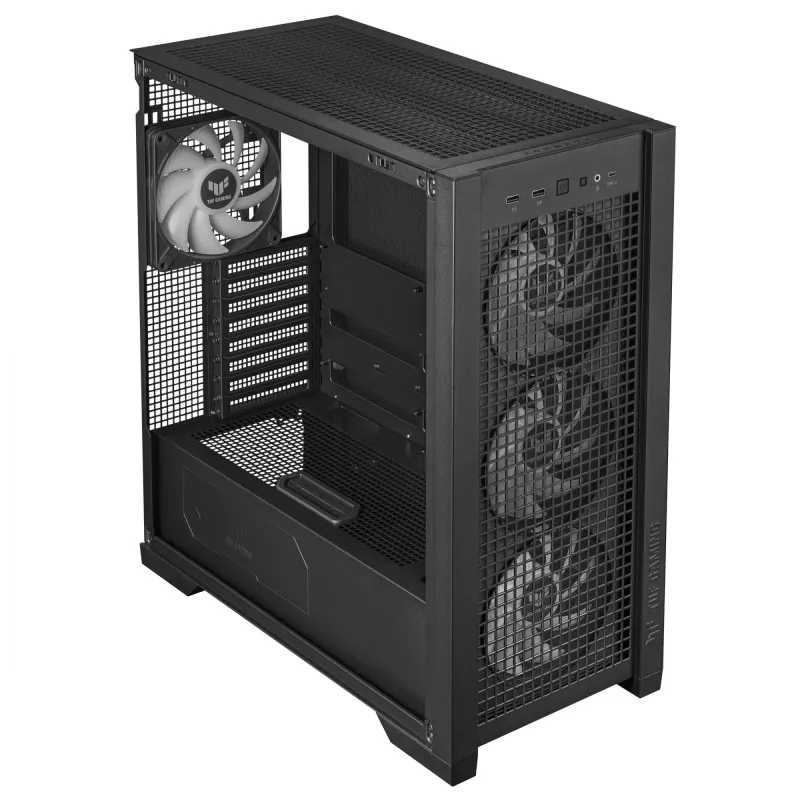 ASUS TUF Gaming GT302 ARGB 90DC00I0-B19000 caixa de PC Midi Tower, E-ATX, vidro temperado, 4 ventoinhas ARGB de 120 mm, preta