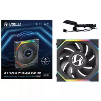 Ventoinha Lian Li UNI FAN SL Wireless LCD 120 12 cm preta 29,5 dB 50,08 cfm