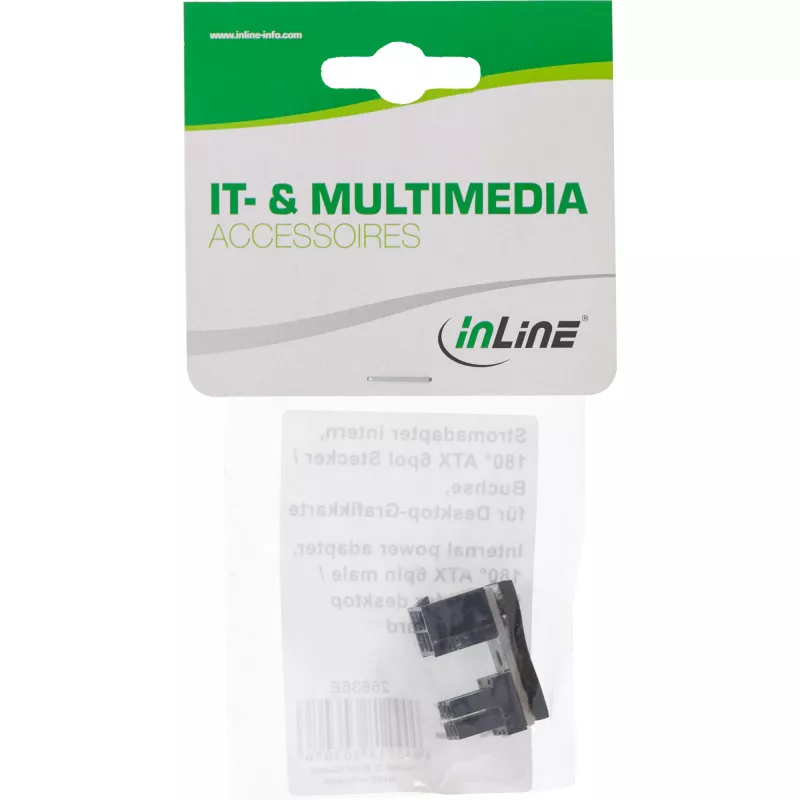 InLine adaptador de alimentação interno 180° ATX 6-Pin ficha conector fêmea preto 26636E