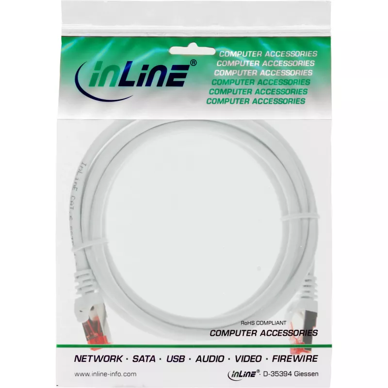 Cabo de rede InLine S/FTP PiMF Cat.6 250MHz PVC cobre branco 2m