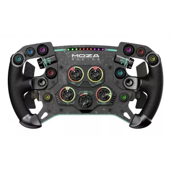 Volante Moza Racing GS V2P, volante, com fios e sem fios, preto, plástico reforçado com fibra de carbono (CFK), fibra de carbono, pele, microfibra, engate rápido, bateria