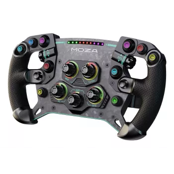 Volante Moza Racing GS V2P, volante, com fios e sem fios, preto, plástico reforçado com fibra de carbono (CFK), fibra de carbono, pele, microfibra, engate rápido, bateria