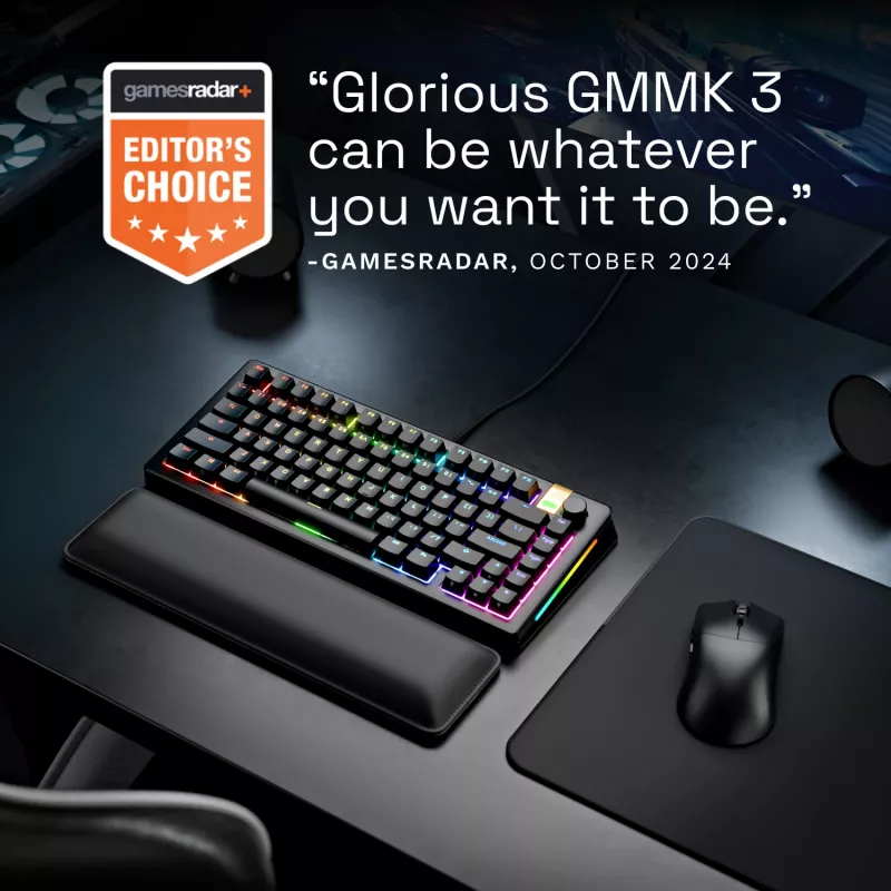 Teclado mecânico Gaming GLORIOUS GMMK 3 PRO HE 75%, com fios, USB, QWERTY, RGB, Preto