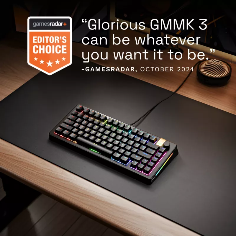 Teclado mecânico Gaming GLORIOUS GMMK 3 PRO HE 75%, com fios, USB, QWERTY, RGB, Preto