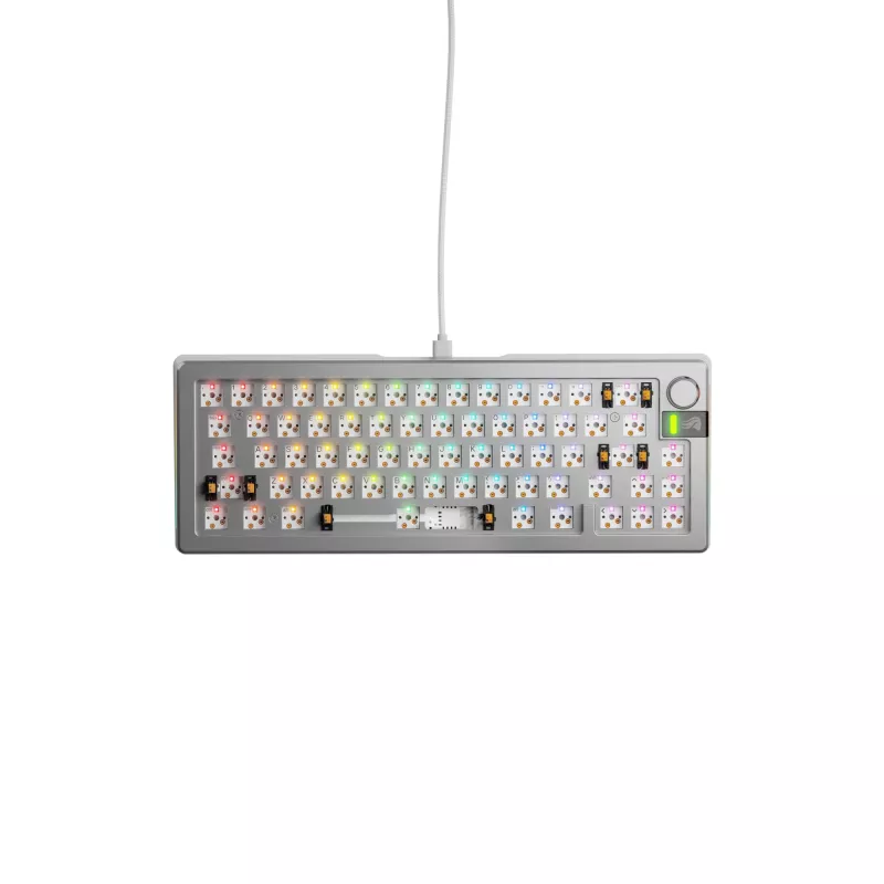 Teclado mecânico GLORIOUS GMMK 3 PRO 65% Barebones com fios Prateado — 65% USB RGB, cabo de 2 m