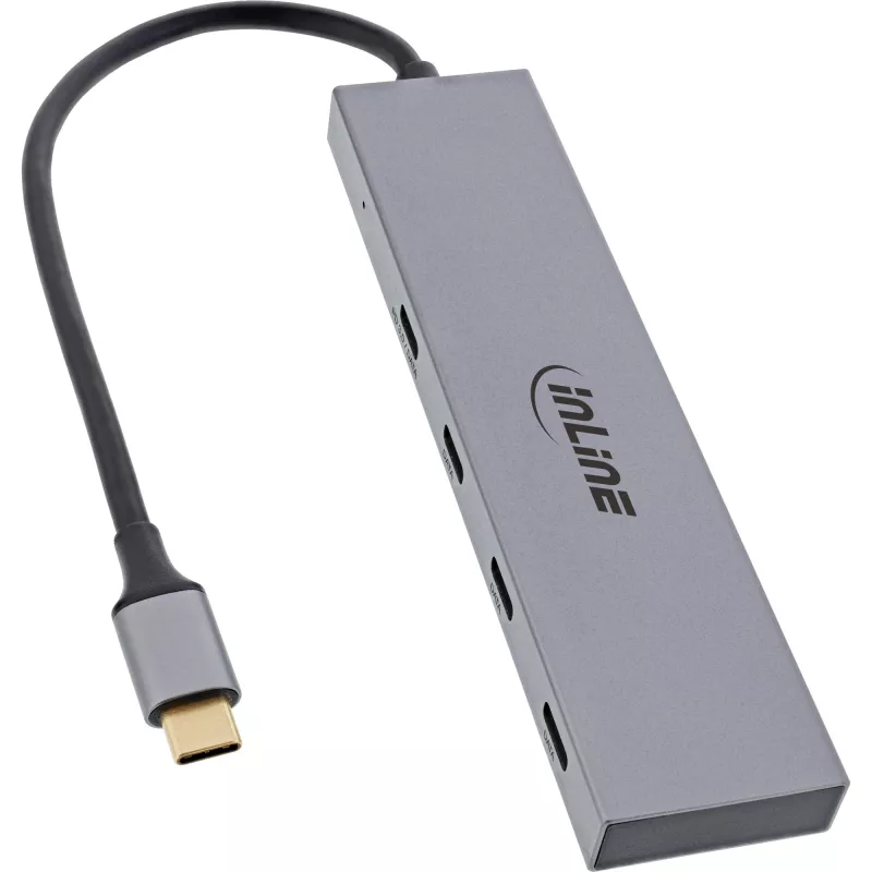 Hub USB 3.2 Gen.2 InLine (10 Gb/s), 4 portas USB-C, OTG, caixa de alumínio