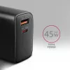 Carregador Axagon ACU-PQ45 QC 3.0 4.0 AFC FCP PPS PD 45W preto