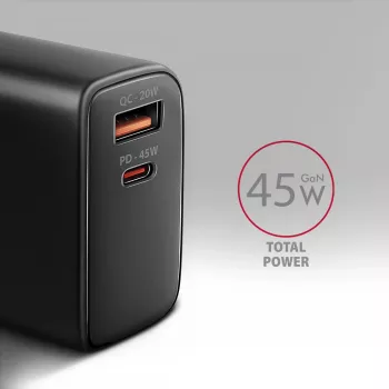 Carregador Axagon ACU-PQ45 QC 3.0 4.0 AFC FCP PPS PD 45W preto