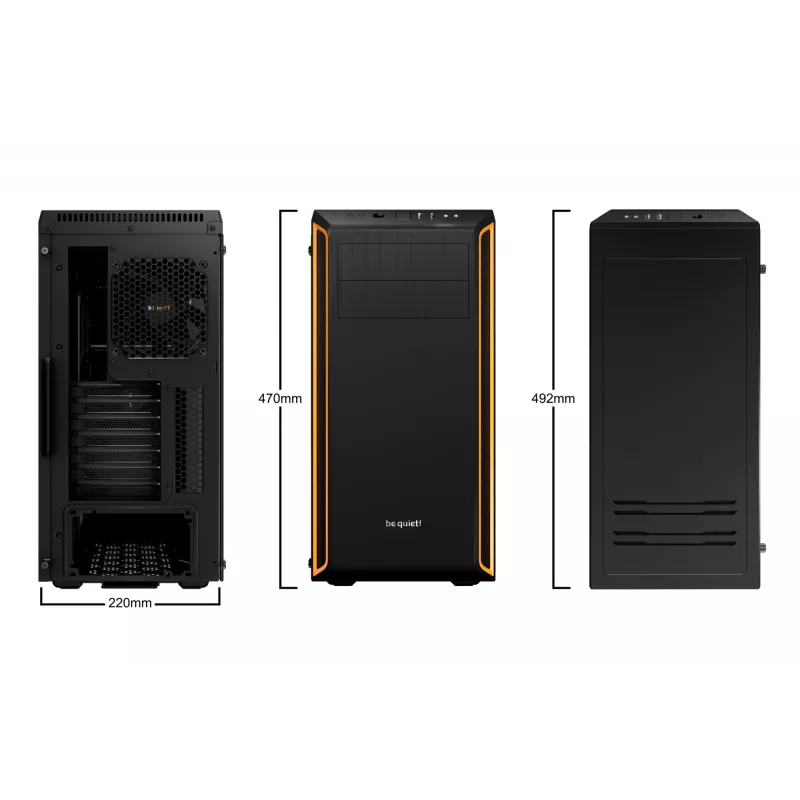 be quiet Pure Base 600 Window Midi Tower preto, laranja